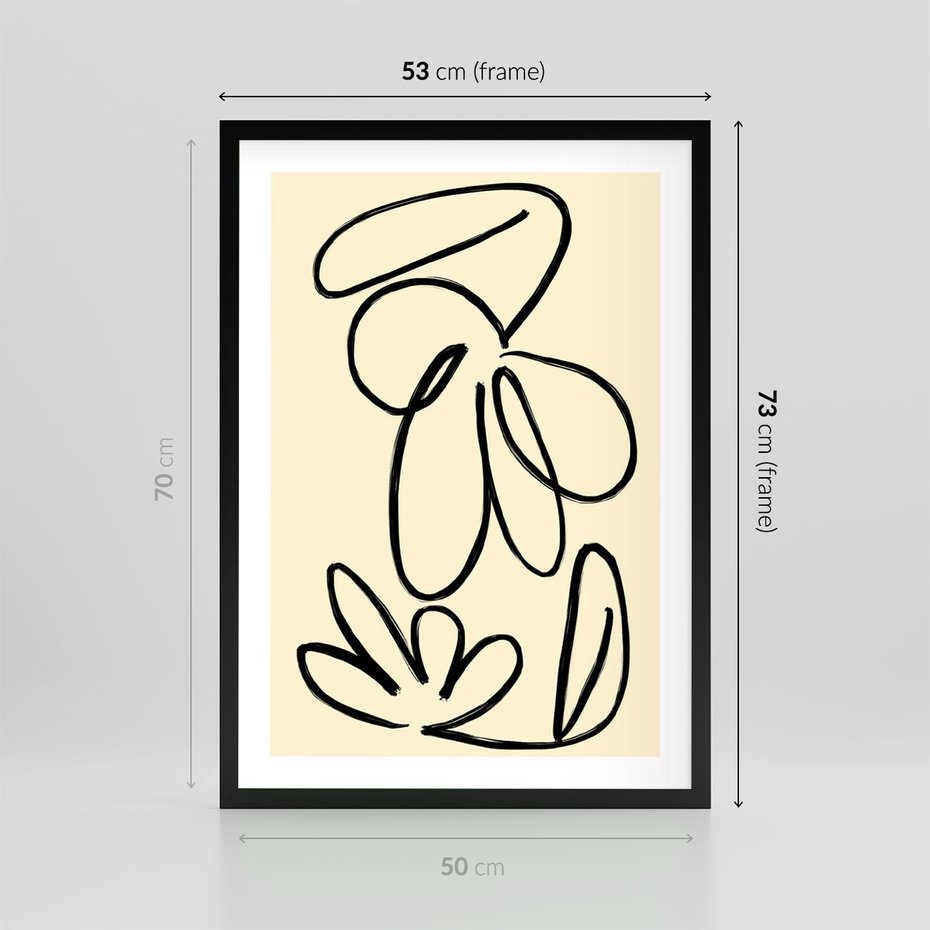 Plakat w ramie 50x70 - Złamane Granice - abstrakcyjna sztuka, przypominająca kwiat - rama czarna