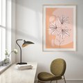 Plakat w ramie 50x70 - Kwiatowa Harmonia - minimalistyczny plakat, pudrowe kwiaty - rama drewno