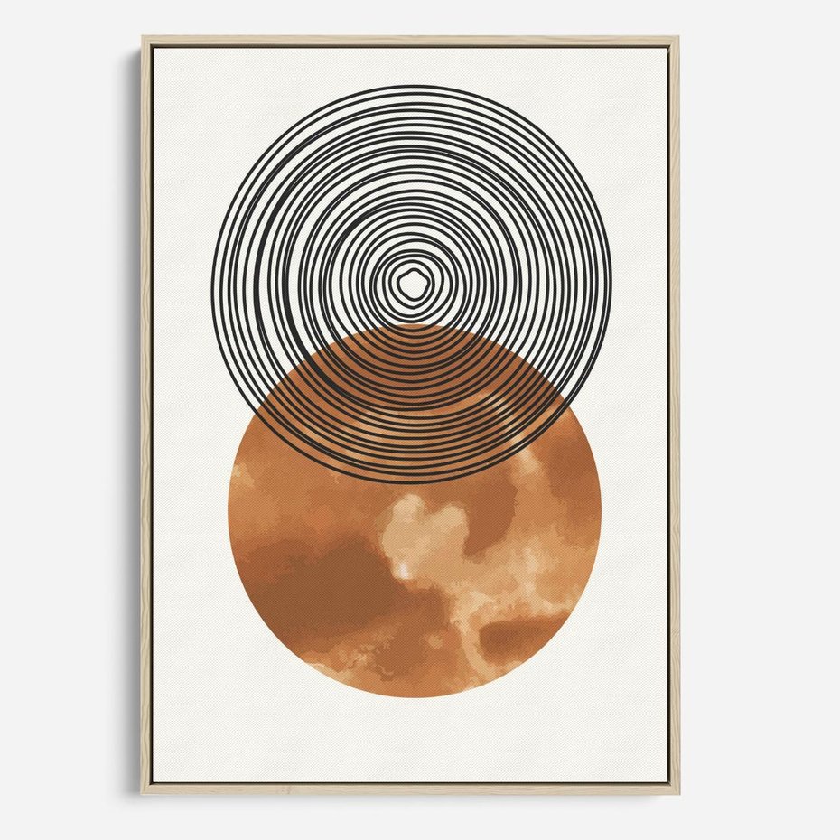 Obraz w ramie 50x70 - Taniec Okręgów - boho obraz, geometria - rama drewno