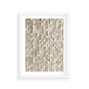 Plakat w ramie 40x50 - Geometryczne 3D: Abstrakcyjna Harmonia - geometryczne, 3D - rama biała