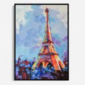Obraz w ramie 50x70 - Paryska Wieża - olejny abstrakcyjny obraz, wieża eiffla - rama czarna