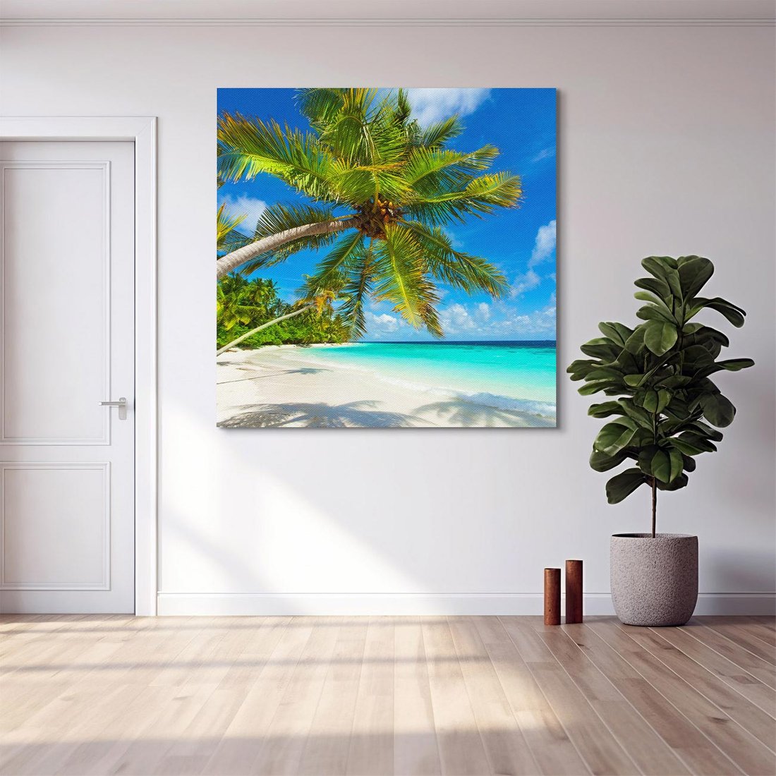 Obraz na płótnie 50x50 - Raj na Malediwach: Plaża, Morze i Palmy - Malediwy, plaża