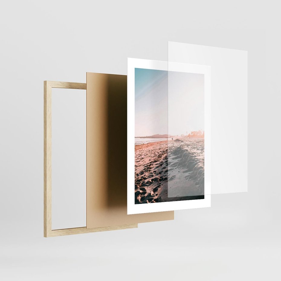 Plakat w ramie 30x40 - Błogie Chwile na Plaży - plaża, zachód słońca wakacje - rama drewno