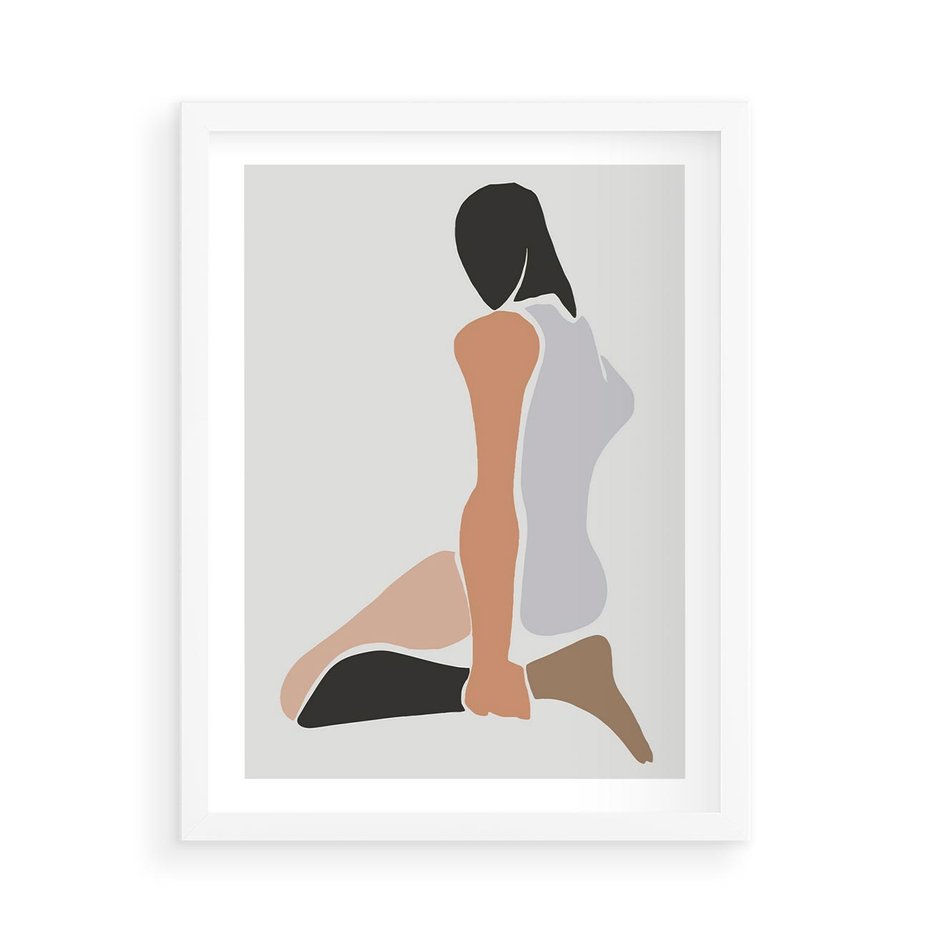 Plakat w ramie 50x70 - Widok Abstrakcyjny - abstrakcyjny obraz, minimalizm - rama biała