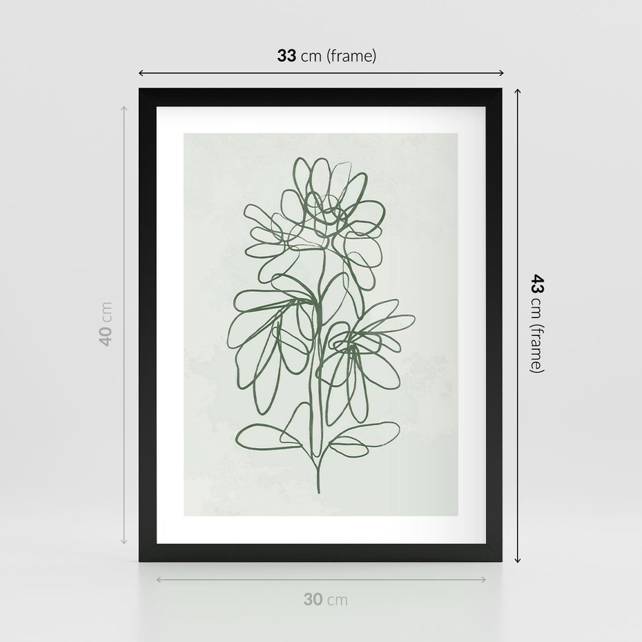 Plakat w ramie 30x40 - Spokojne Poddanie Naturze - zielony plakat, roślinne inspiracje - rama czarna