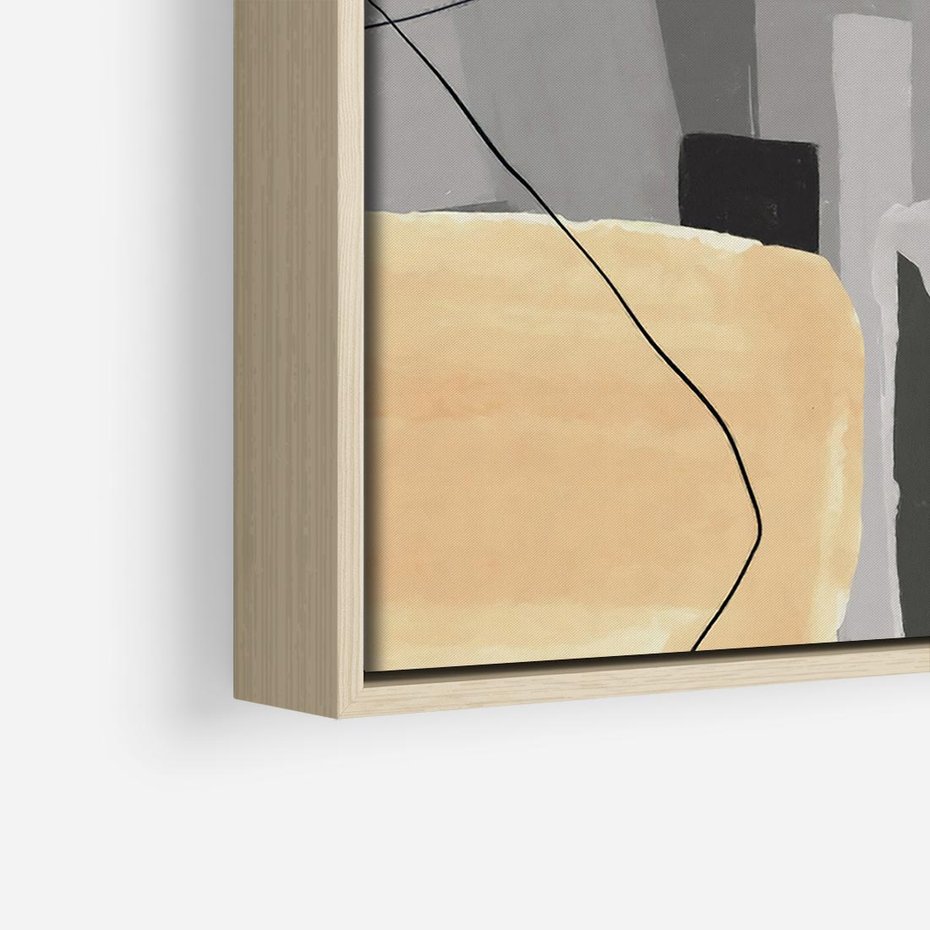 Obraz w ramie 80x80 - Harmonia w chaosie serca - abstrakcja na szarym tle, kolorowe plamy koloru - rama drewno