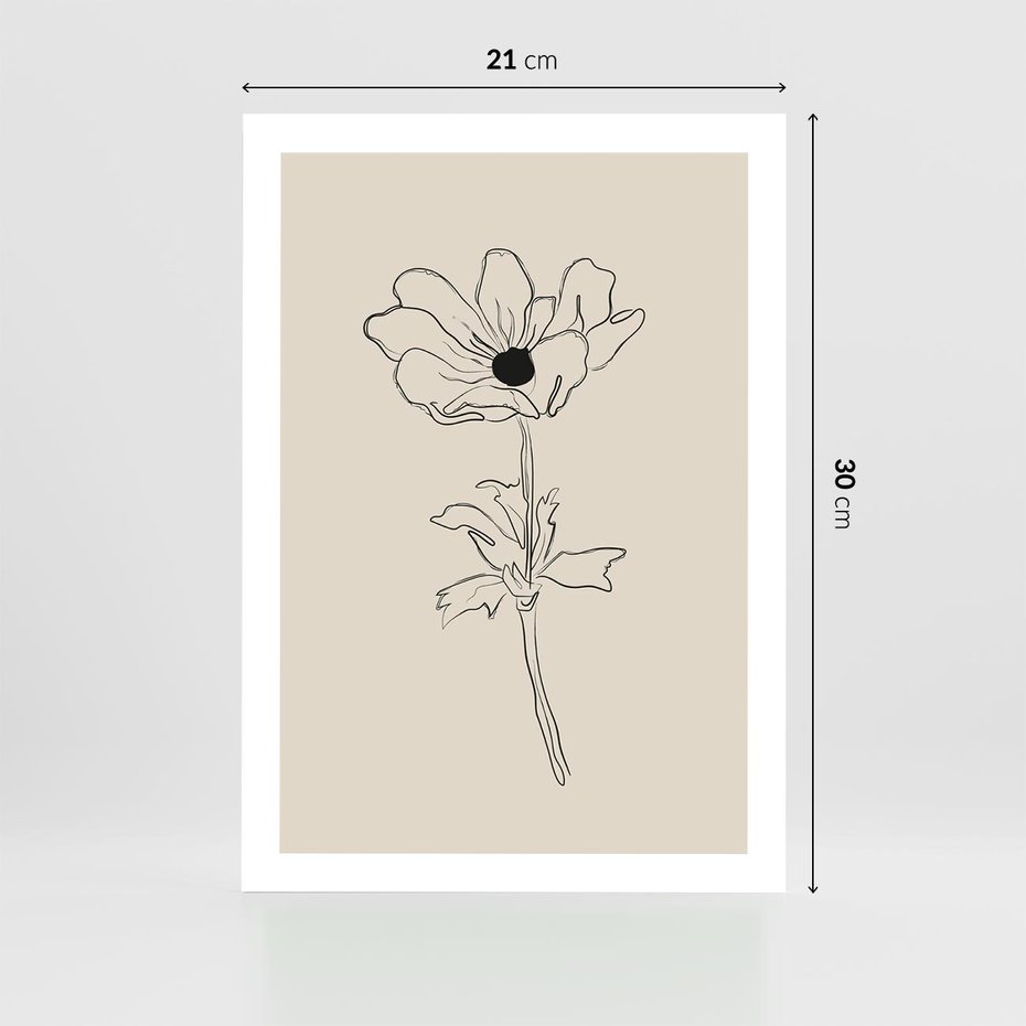 Plakat bez ramy 21x30 - Przenikający Dialog - szkic kwiatu, mnimalistyczny szkic