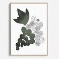 Obraz w ramie 80x120 - Grono Abstrakcji - minimalistyczny plakat, winogrona - rama drewno