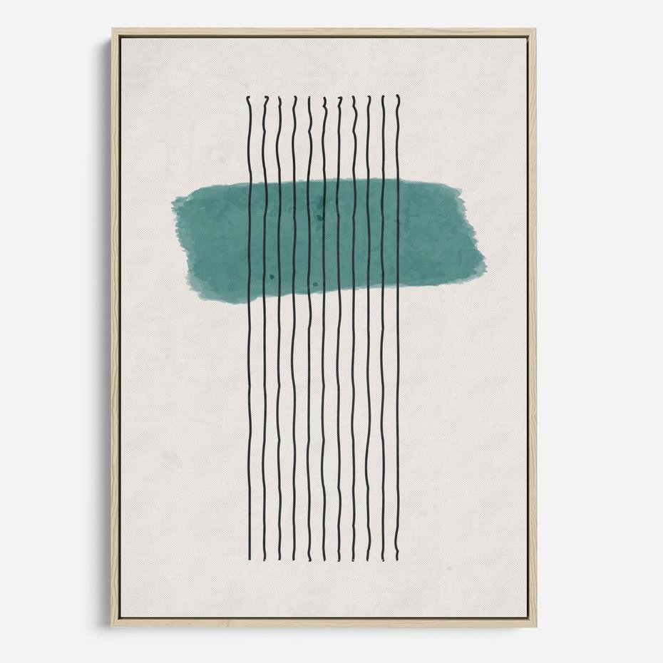 Obraz w ramie 50x70 - Bezczasowe Wspomnienia - abstrakcyjna akwarelowa plama, nieregularne kreski - rama drewno