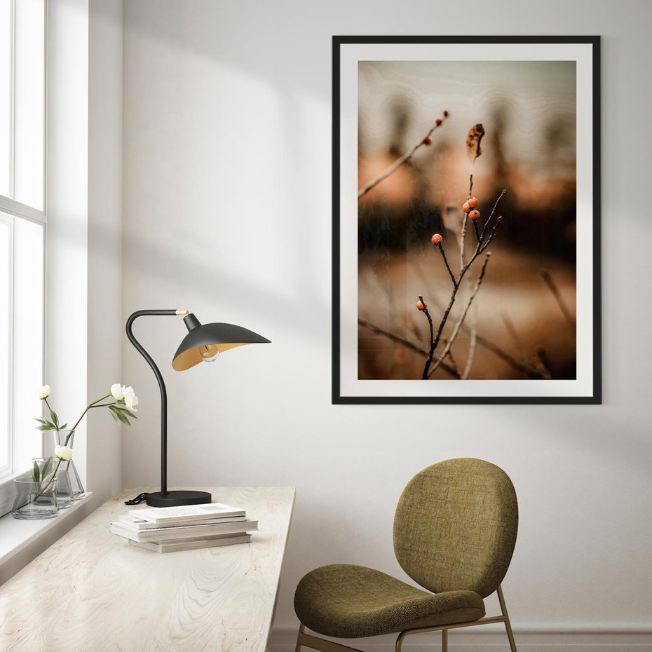 Plakat bez ramy 30x40 - Jarzębina w Pejzażu - jesień, gałązka