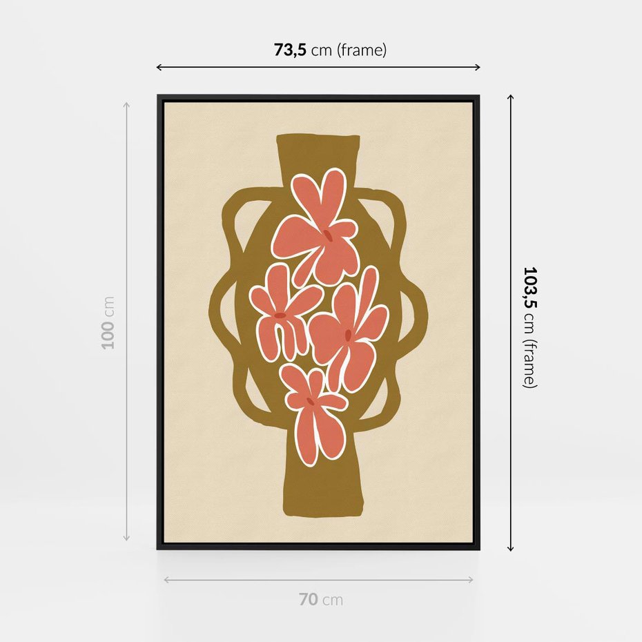 Obraz w ramie 70x100 - Rozbijające Formy - abstrakcyjny plakat, kwiaty na wazonie - rama czarna