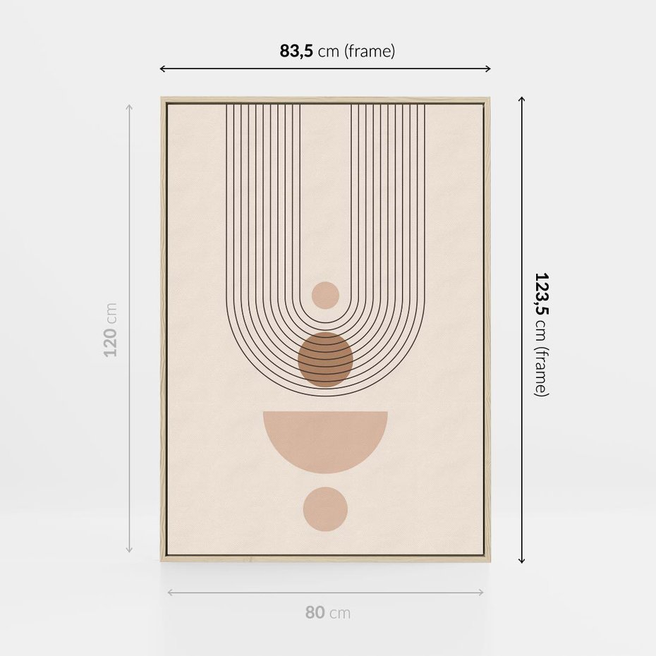 Obraz w ramie 80x120 - Strukturalne Kształty Postępu - boho plakat, minimalizm - rama drewno