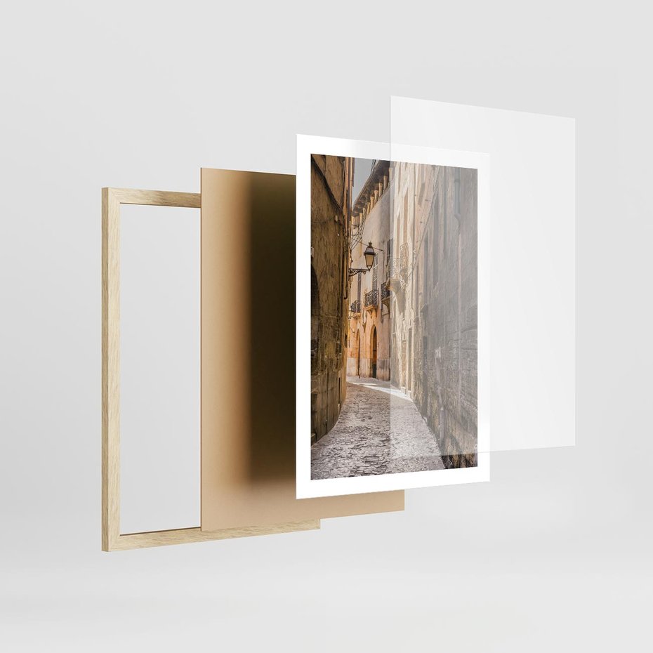 Plakat w ramie 50x70 - Perspektywa Uliczki - uliczka, perspektywa - rama drewno