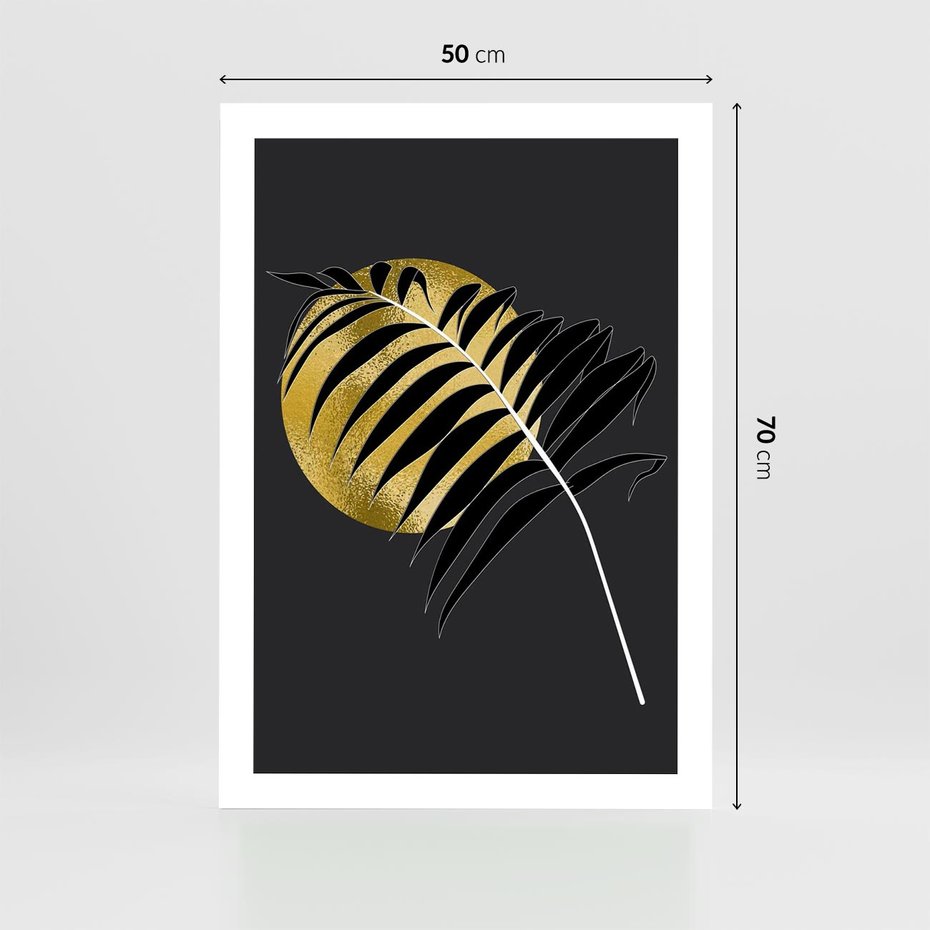 Plakat bez ramy 50x70 - Egzotyczna Elegancja - palma, na czarnym tle