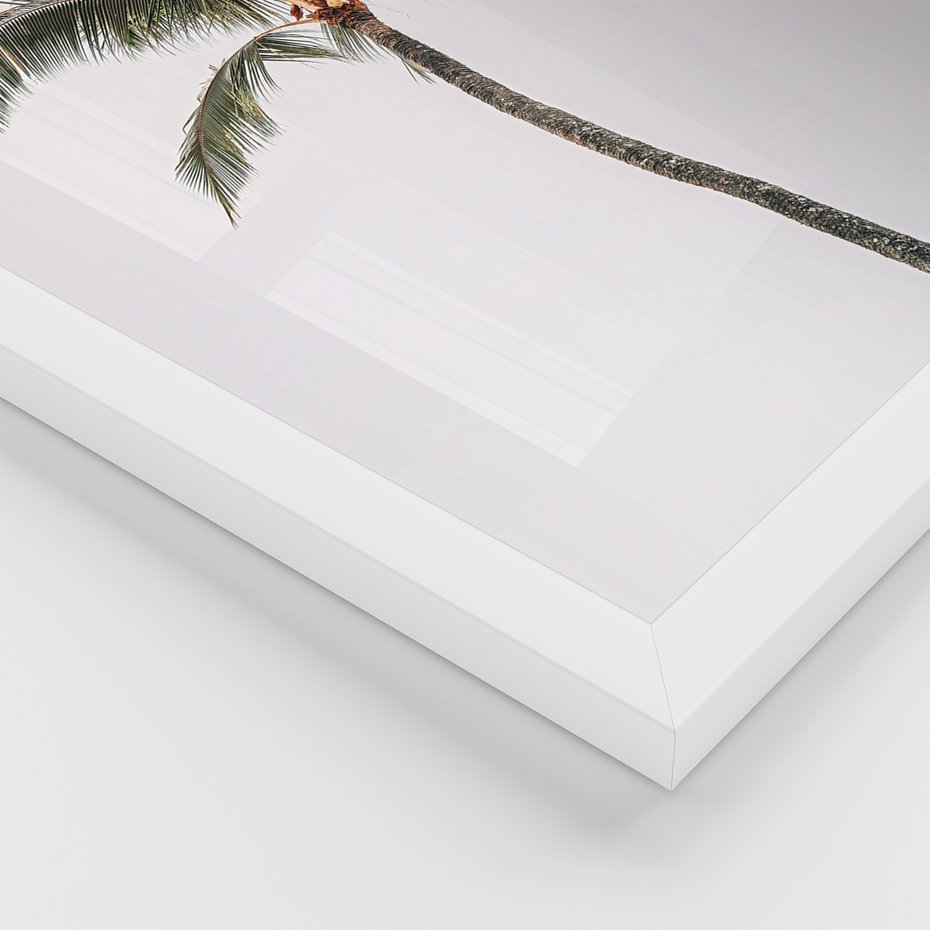 Zestaw obrazy w ramie 40x50 galeria - Cytat, motywacja, plaża, palma - rama biała