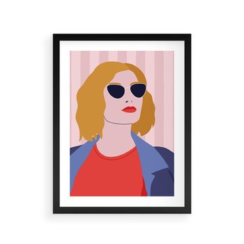 Plakat w ramie 50x70 - Kobieca Ekspresja - nowoczesny plakat, styl retro - rama czarna