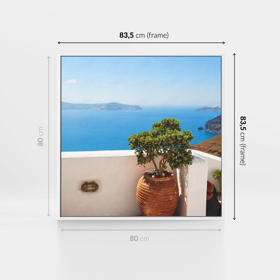 Obraz w ramie 80x80 - Santorini - oaza greckiej wyspy - Santorini, grecka - rama biała