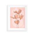 Plakat w ramie 30x40 - Przenikające Kształty - minimalistyczny plakat, pudrowe kwiaty - rama biała