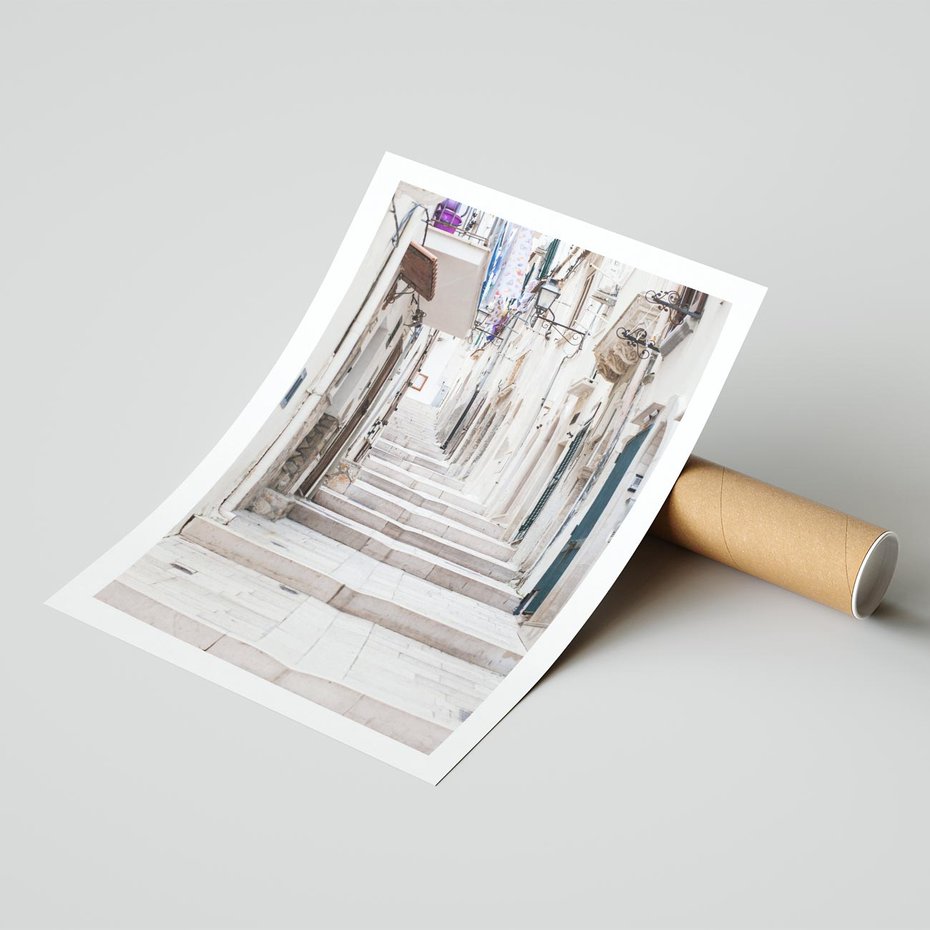 Plakat bez ramy 40x50 - Urokliwa uliczka w perspektywie - uliczka, perspektywa