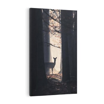 Obraz na płótnie 80x120 - Sarnie Skoki - zdjęcie, klimatyczny las
