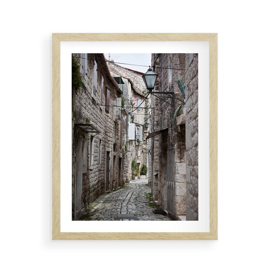Plakat w ramie 40x50 - Malownicza uliczka we Włoszech - uliczka, Włoch - rama drewno