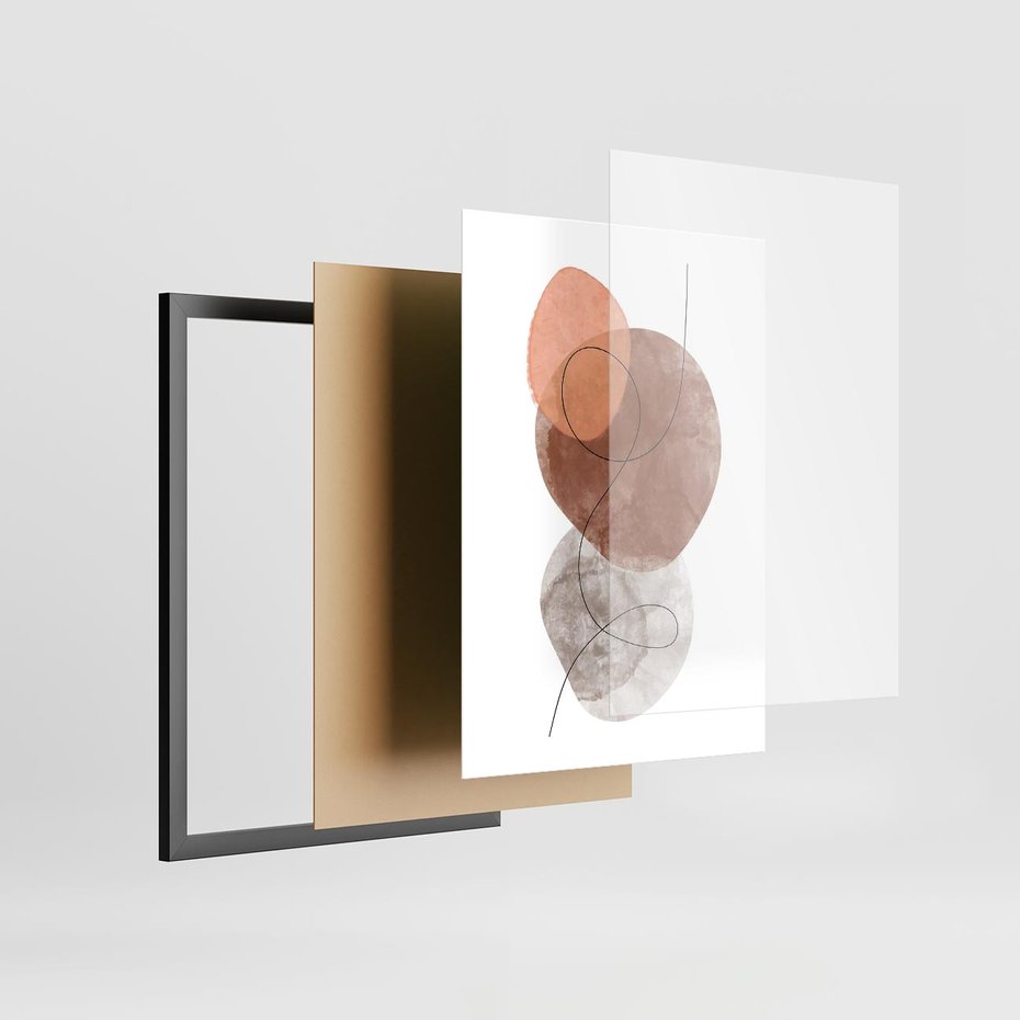 Plakat w ramie 30x40 - Brązowe Akwarelowe Zawirowania - abstrakcja, brązowe akwarelowe plamy - rama czarna