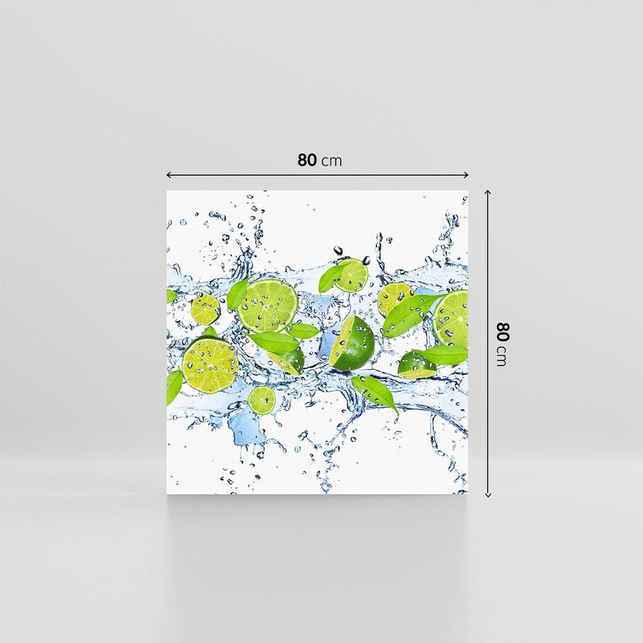 Obraz na płótnie 80x80 - Świeżość limonki i błękity wody - limonka, woda