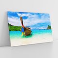 Obraz na płótnie 100x70 - Rajska Plaża Tajlandii: Spotkanie z Naturą - Tajlandia, łódź