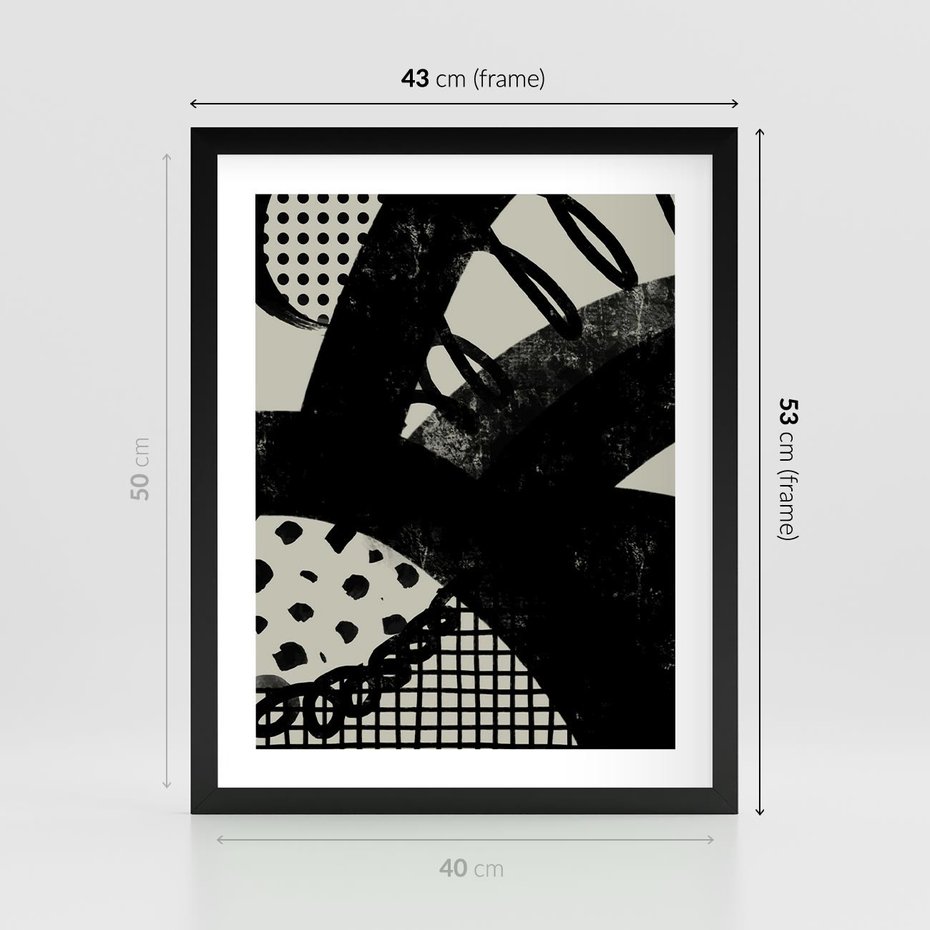 Plakat w ramie 40x50 - Nieznanie Zaskoczenia - bstrakcyjna mroczna kompozycja, nieregularne - rama czarna