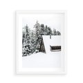 Plakat w ramie 40x50 - Zimowy Urok - śnieg, domek w górach - rama biała