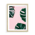 Plakat w ramie 50x70 - Siła Natury - liście, monstera - rama drewno