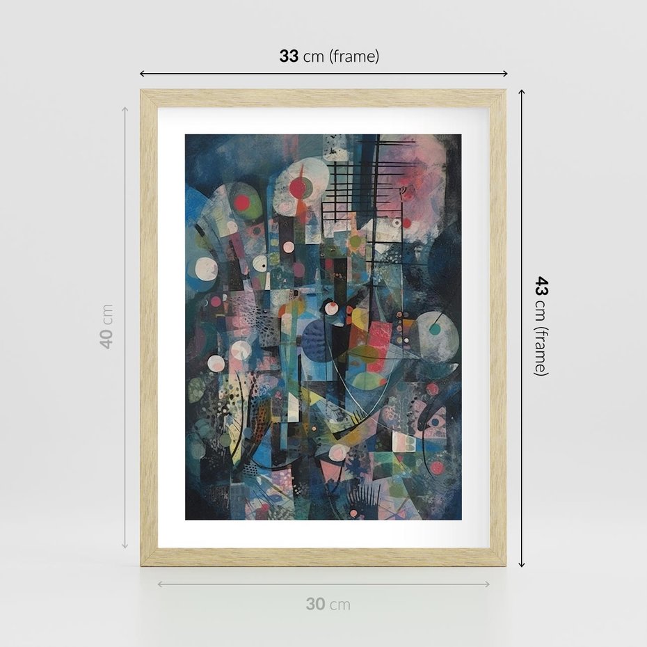 Plakat w ramie 30x40 - Rozbijając Granice Kreatywności - abstrakcyjny obraz, sztuka abstrakcji - rama drewno