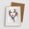 Plakat w ramie 50x70 - Abstrakcyjny portret kobiecy - grafika, kobieta - rama drewno