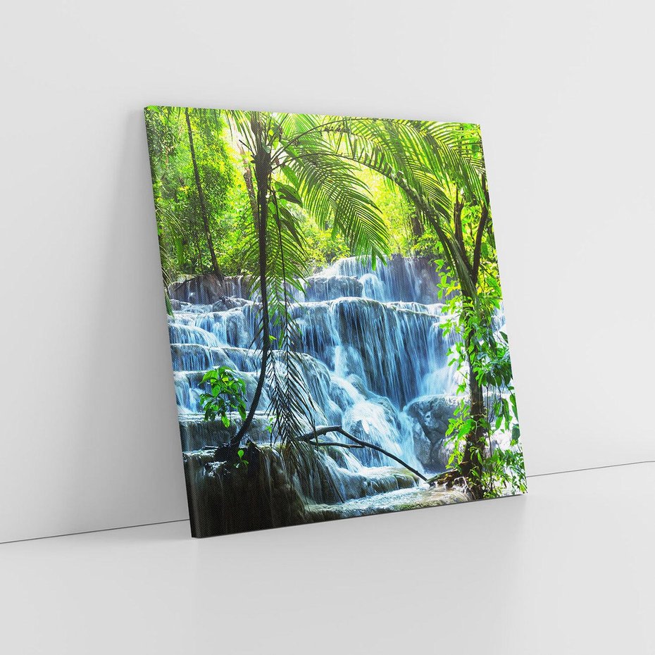 Obraz na płótnie 40x40 - Meksykański wodospad w lesie - wodospad, las