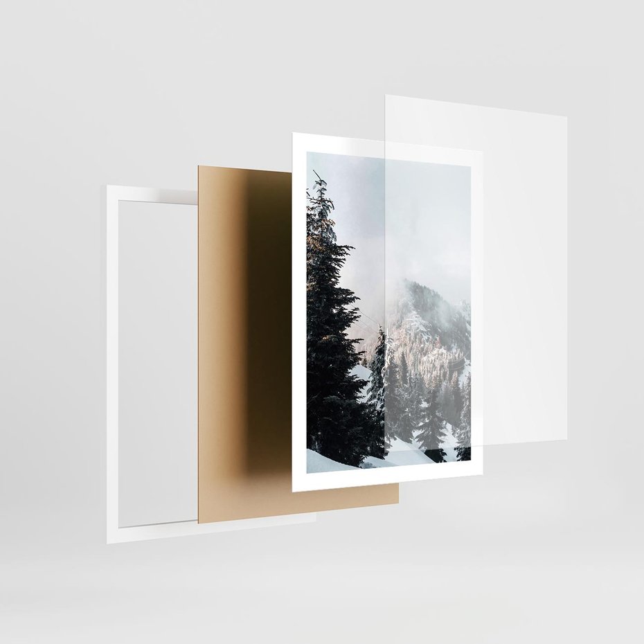 Plakat w ramie 50x70 - Góry, Las i Śnieg na Obrazie - góry, las - rama biała