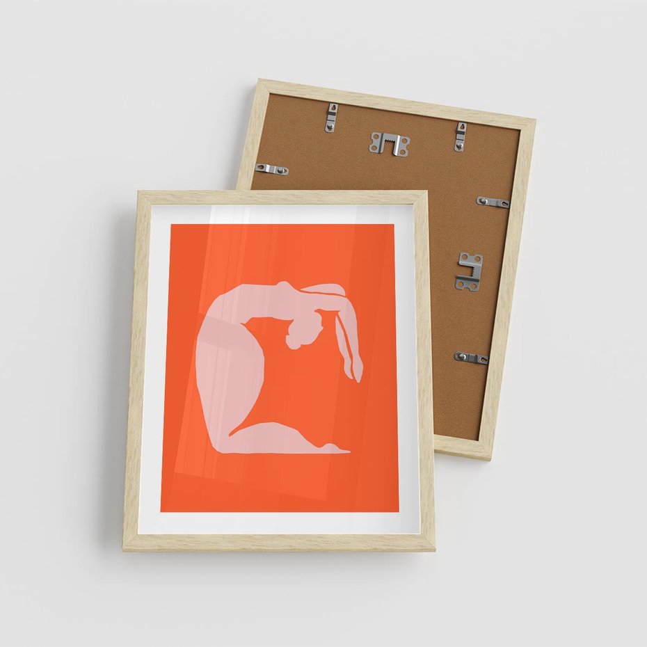 Plakat w ramie 40x50 - Antyczna Godzina - abstrakcja, kobieca sylwetka - rama drewno