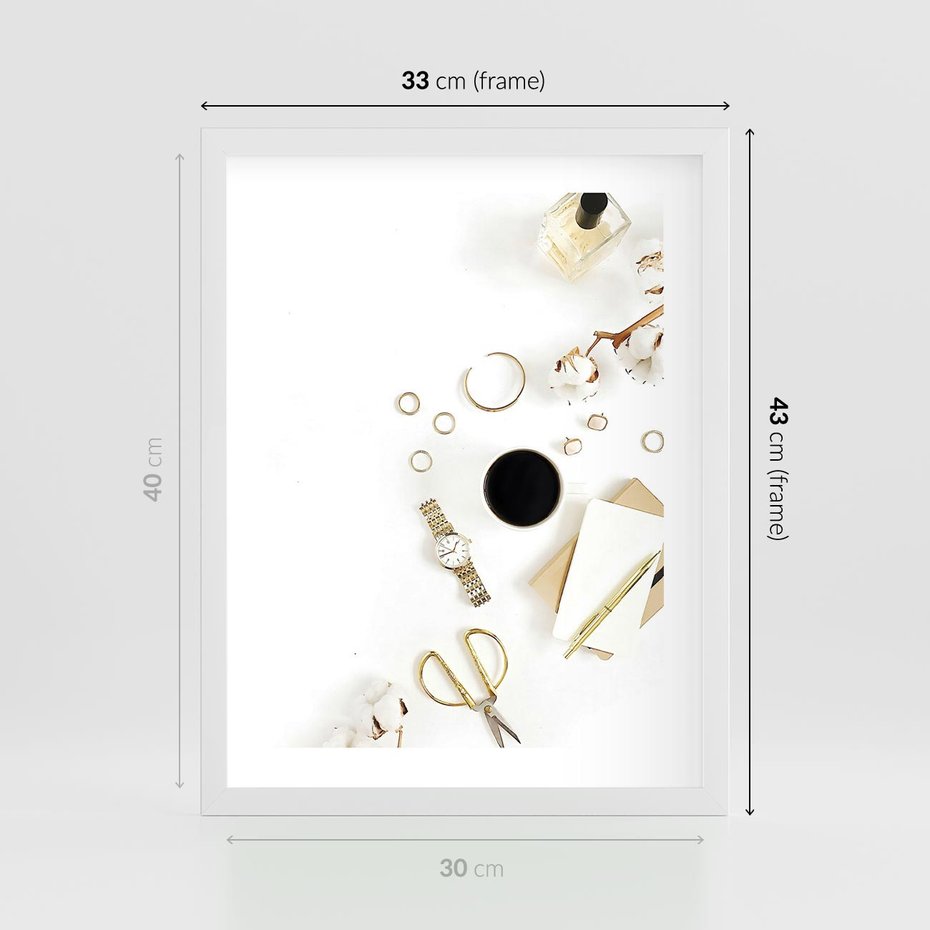 Plakat w ramie 30x40 - Luksusowy Lifestyle - kompozycja lifestyle, fotografia - rama biała