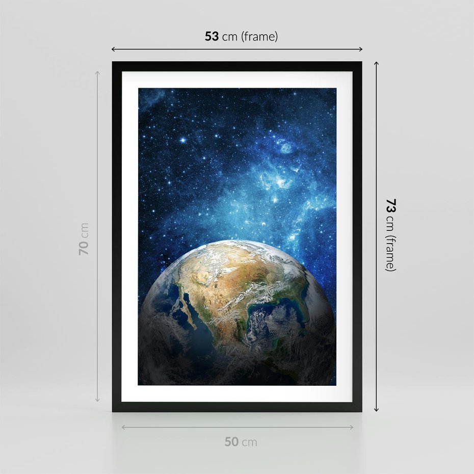 Plakat w ramie 50x70 - Kosmiczne Horyzonty - Ziemia, kosmos - rama czarna