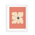 Plakat w ramie 40x50 - Malowane Kolorowe Echa - minimalistyczna grafika, biały kwiat na różowym tle - rama biała