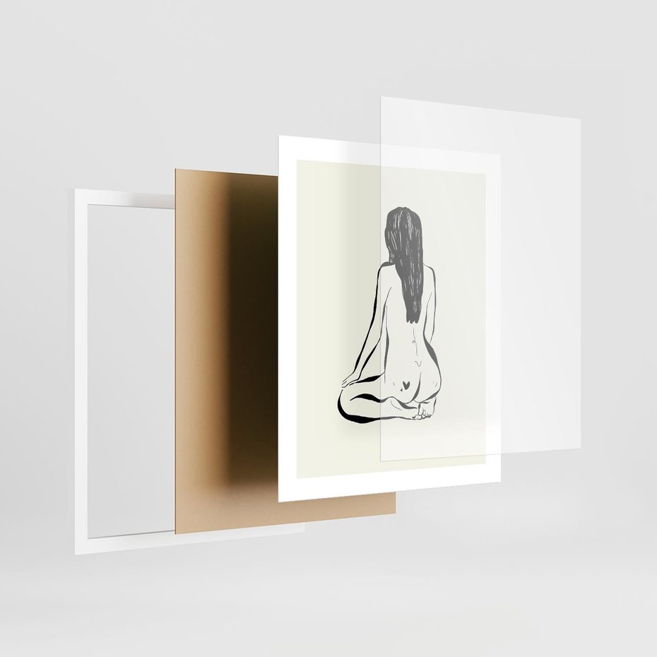 Plakat w ramie 40x50 - Minimalistyczna Piękność: Kobieta w Sztuce - grafika minimalizm, rysunek kobiety - rama biała