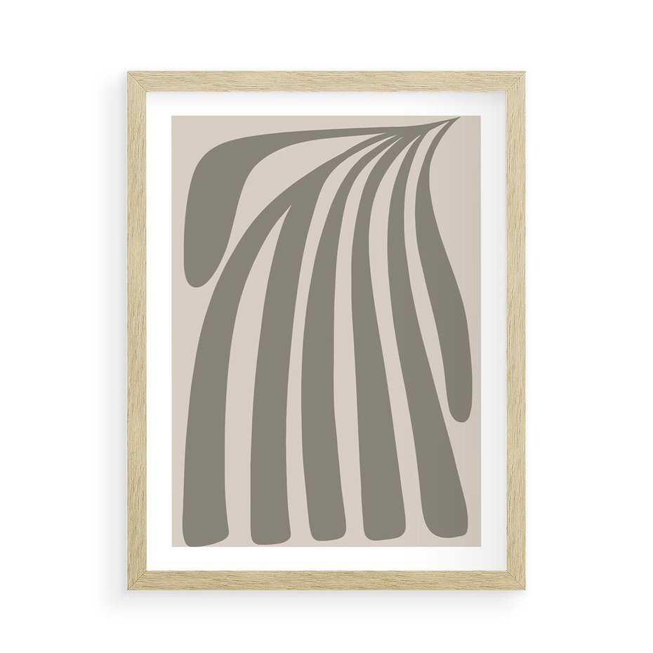 Plakat w ramie 50x70 - Beżowa Delikatność - nowoczesna sztuka, plakat modern - rama drewno