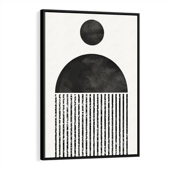 Obraz w ramie 50x70 - Księga Wibracji - abstrakcyjne czarno białe formy, minmalizm - rama czarna