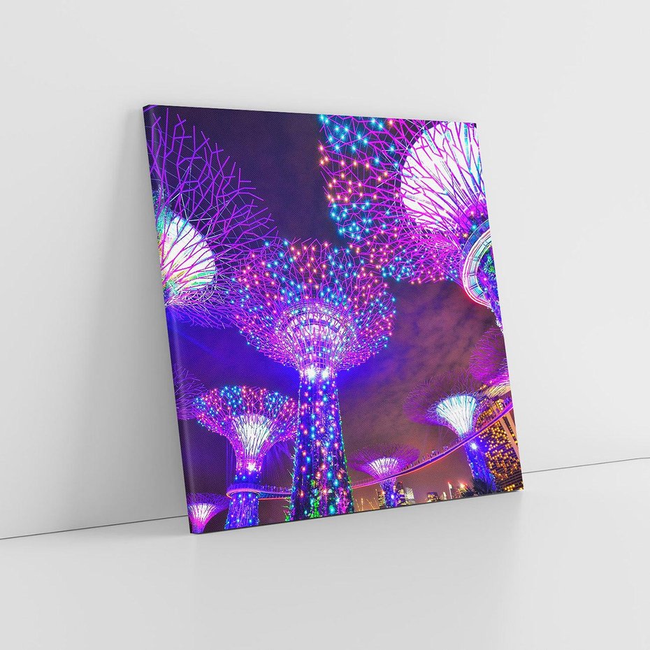 Obraz na płótnie 40x40 - Azja: nocne światła architektury - Azja, noc