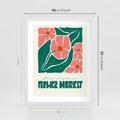 Plakat w ramie 40x50 - Retro Inspiracja - minimalistyczna kwiatowa kompozycja, pastelowe kolory - rama biała