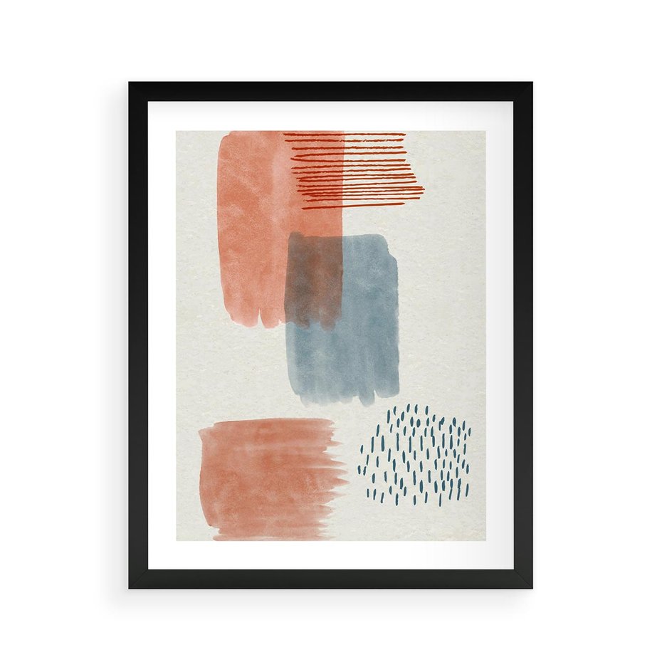 Plakat w ramie 40x50 - Pastelowa Abstrakcja: Maźnięcia Farbą - abstrakcja, maźnięcia farny - rama czarna