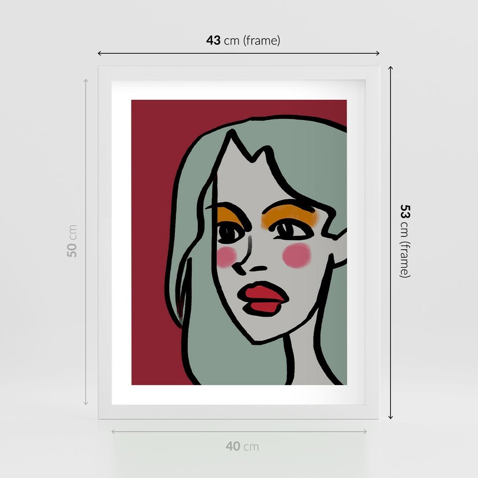 Plakat w ramie 40x50 - Ekspresja Linii - nowoczesny plakat, mocna linie - rama biała