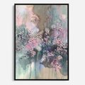 Obraz w ramie 50x70 - Efemeryczne Kwitnienie Drzew - akwarela, rozmyte pastelowe tłó - rama czarna