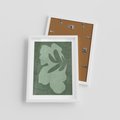 Plakat w ramie 30x40 - Kształty Zieleni - abstrakcyjny kształt, zielony plakat - rama biała