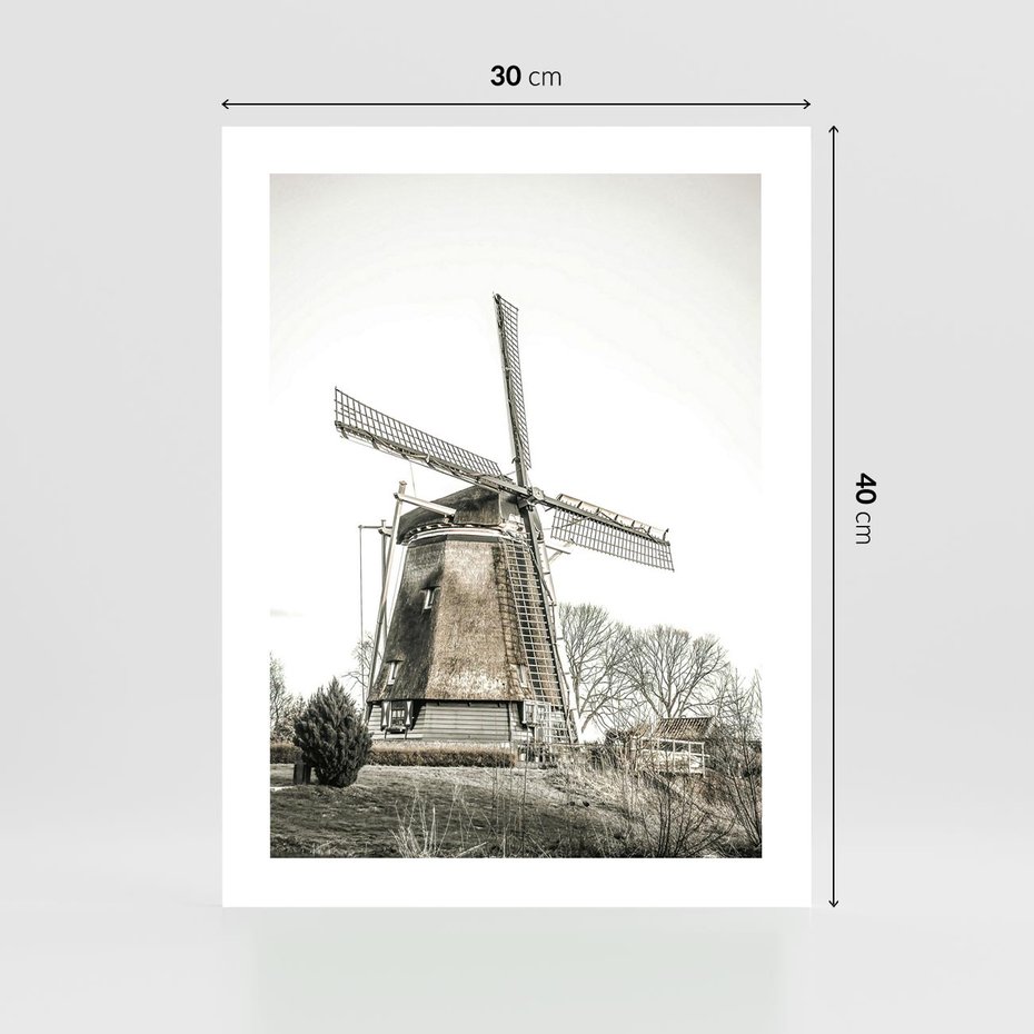 Plakat bez ramy 30x40 - Wiejska Idylla z Młynem - wiatrak, młyn