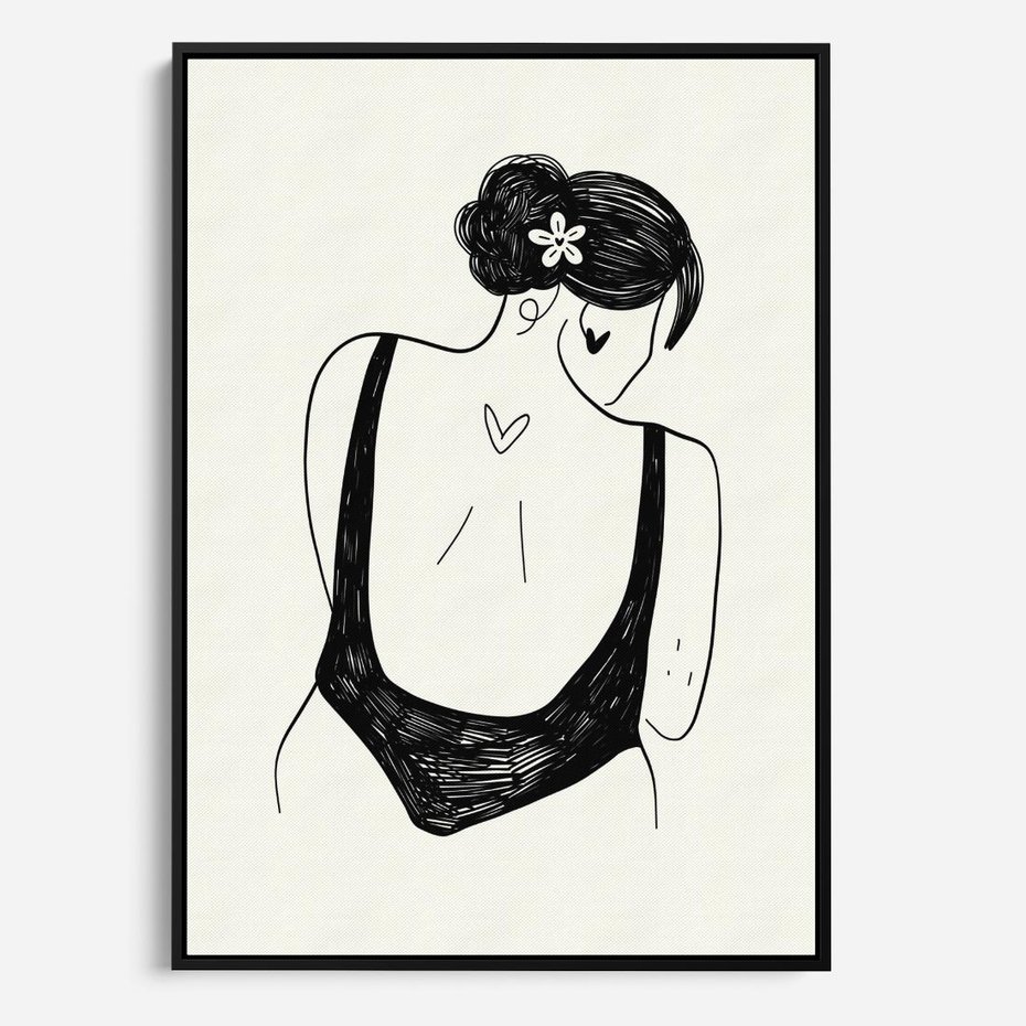 Obraz w ramie 50x70 - Echa Piękna - piękno kobiecego ciała, kobieta - rama czarna